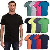 SOCKS'NBULK Men's Cotton Crew Neck Regular T-Shirts Bulk Short Sleeve Lightweight Tees Mix Colors