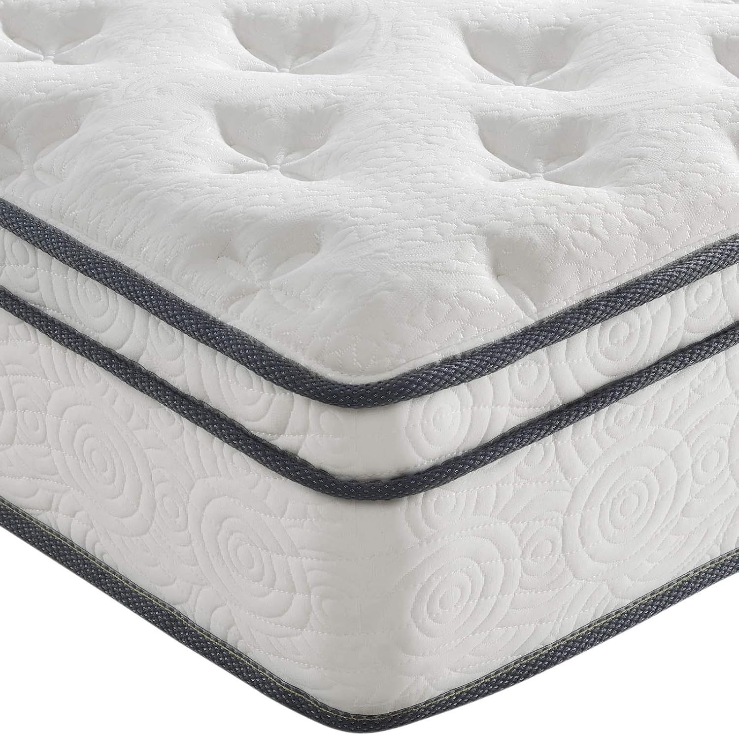 Modway Jenna 10” Twin Innerspring Mattress Quality Quilted Pillow Top-Individually Encased Pocket Coils-10-Year Warranty, Twin: Furniture & Decor