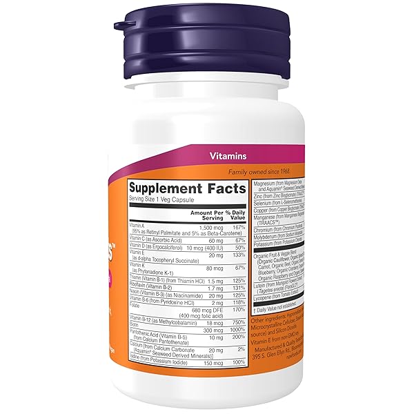 NOW FOODS SUPPLEMENTS, DAILY VITS™WITH FRUIT & VEGGIE BLEND, LUTEIN AND LYCOPENE, 30 VEG CAPSULES