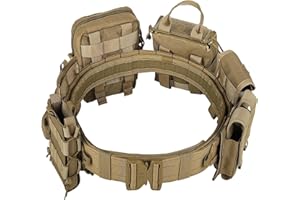 VAV YAKEDA YAKEDA Molle Battle Belt with Accessories - Tactical Combat Airsoft Heavy Duty Belt (8 pcs)