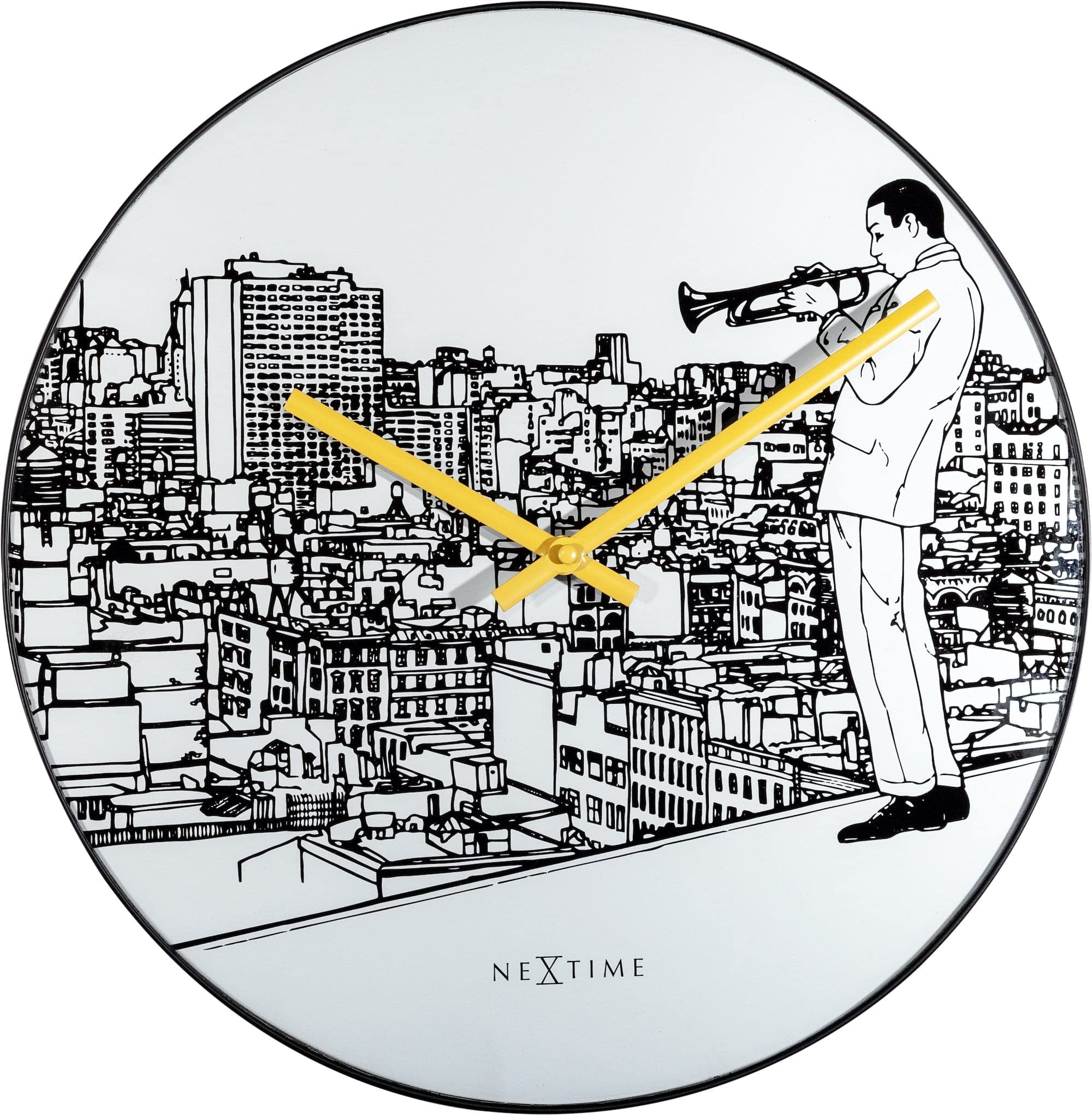 NexTime - Wall clock - Ø 40 cm - Glass/Metal - White - Trumpet City