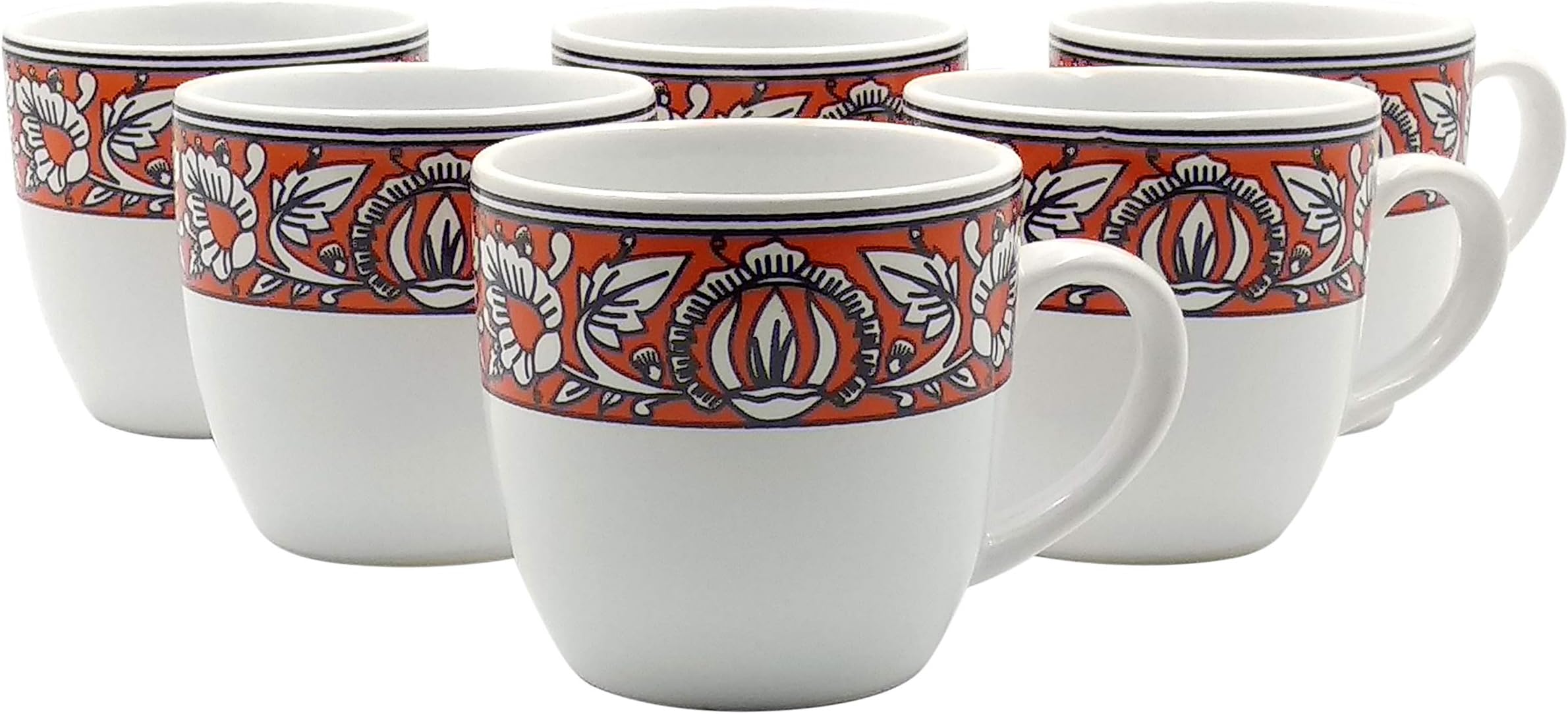 FnP CL Ceramic Tea Cup - 6 Pieces, Brown Golden, 120 ml
