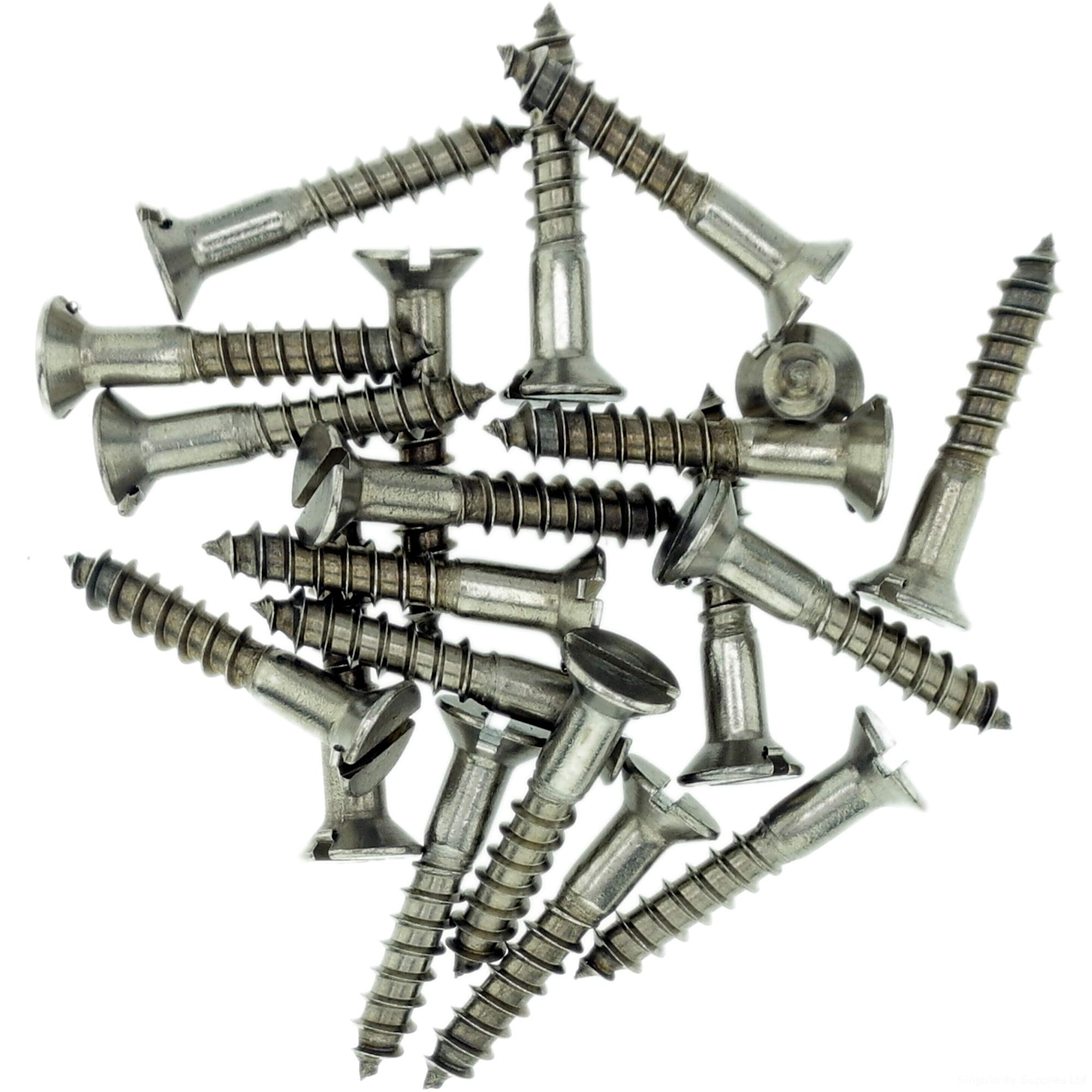 No.10 x 1.38 (5.0mm x 35mm) Slot Countersunk Wood Screw - Stainless Steel (A2) (Pack of 20)