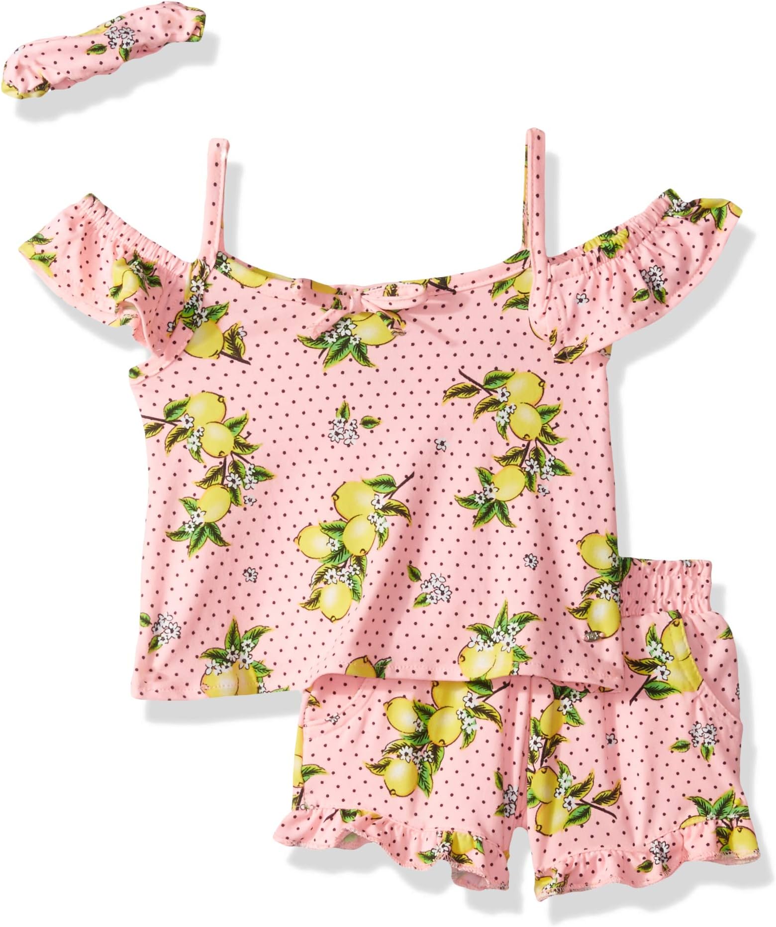 Baby Girls' Cold Shoulder Fashion Top, Short, and Accessory Set