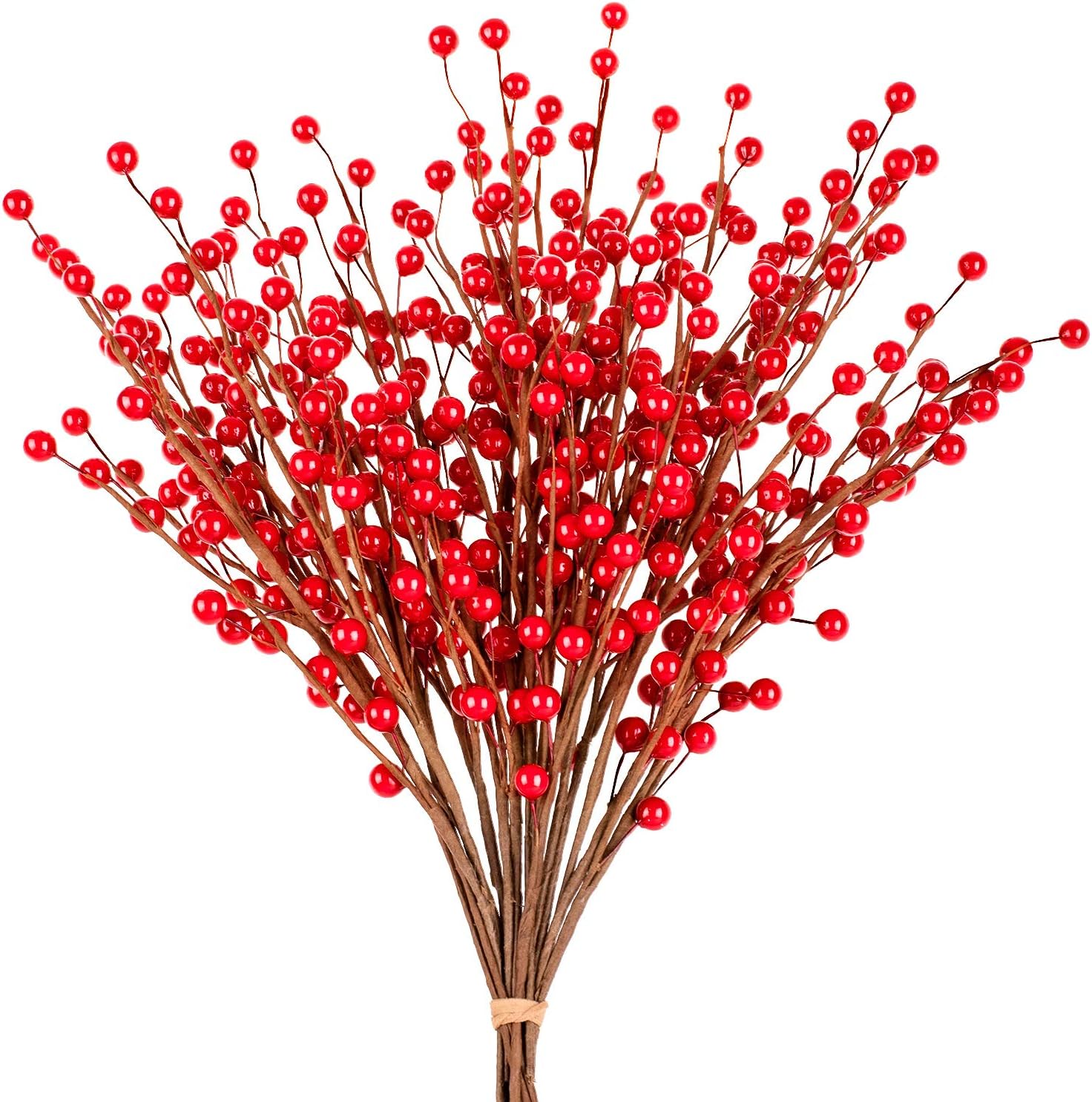 24 Bacche Artificiali Rosse Per Natale - Decorazione Albero, Ghirlande, Casa, 18cm