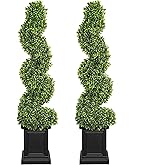 colorspec Boxwood Outdoor Topiary Set of 2, 3.5ft Tall Porch Trees, All-Year Green Fake Plant Topiary Trees Artificial Outdoor with Sturdy Pot for Porch Indoor (Spiral)