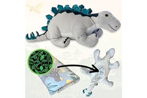 Dinosaur Stuffed Animal with Glow in The Dark Dino Blanket Inside: 3-in-1 Pillow, Throw, and Friend - Lovable 29" Stegosaurus