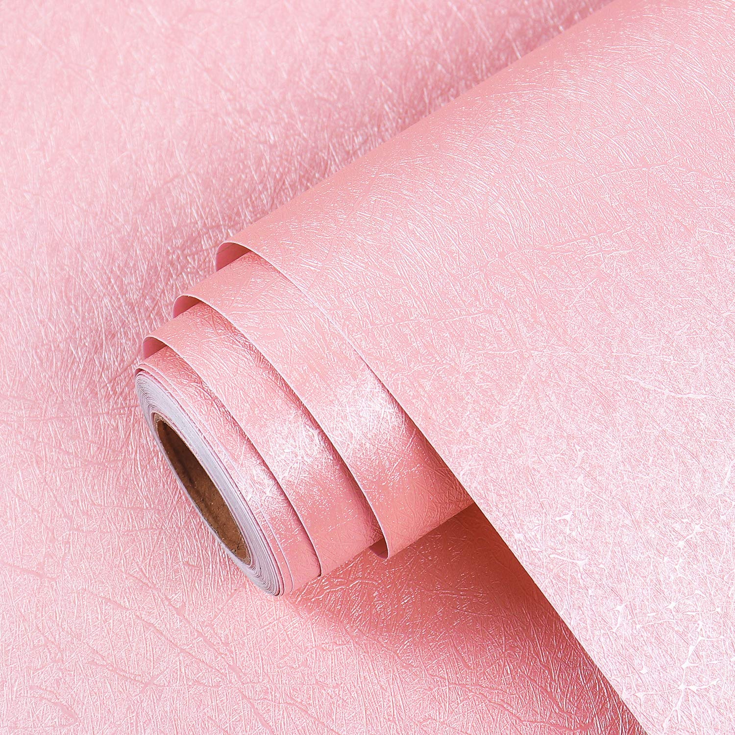 Livelynine Pink Textured Wallpaper Peel and Stick Decorative Contact Paper for Girls Bedroom Walls Dorm Kids Room Classroom Locker Decor Self Adhesive Removable Wall Paper Roll for Renters 15.8x78.8