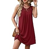 BKRIVE Summer Dresses for Women Beach Cover Up Sleeveless Lace Crewneck Sundress (S-3XL)
