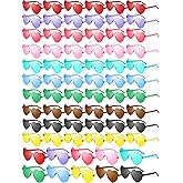 Dunzy 100 Pairs Heart Shaped Sunglasses for Women Colorful Glasses Transparent Heart Sunglasses Valentine's Party Favor