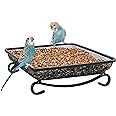 MIXXIDEA Ground Bird Feeder Tray, Metal Platform Mesh Seed Tray for Bird Feeders, Great Attracting Garden Yard Decoration for Wild Birds Squirrels Dove (1 Pack)