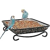 MIXXIDEA Ground Bird Feeder Tray, Metal Platform Mesh Seed Tray for Bird Feeders, Great Attracting Garden Yard Decoration for Wild Birds Squirrels Dove (1 Pack)