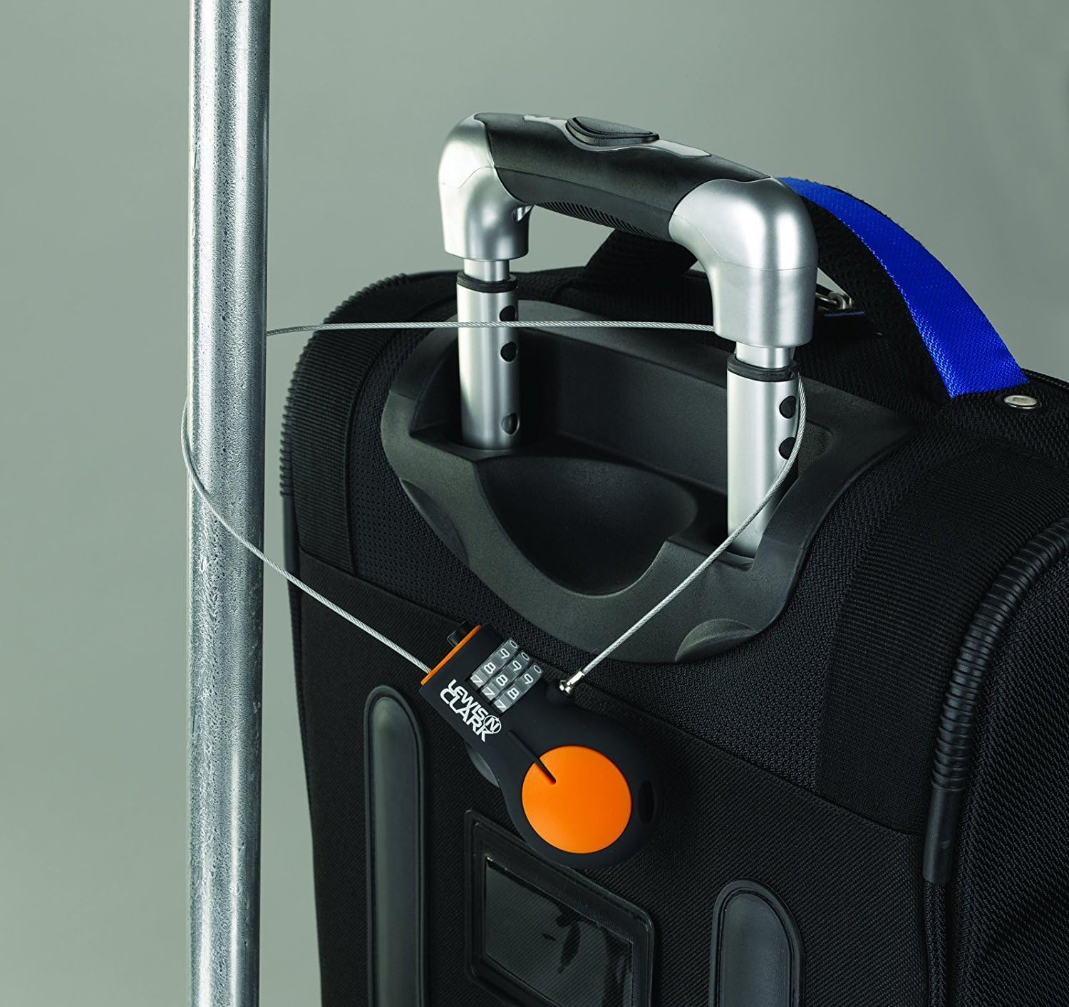  | Lewis N. Clark Cable Lock: Luggage Lock + Travel Lock - Set Combination Lock for a TSA Approved Padlock or Bike Lock with 30-inch Retractable Steel Cable - Blue | Luggage Locks