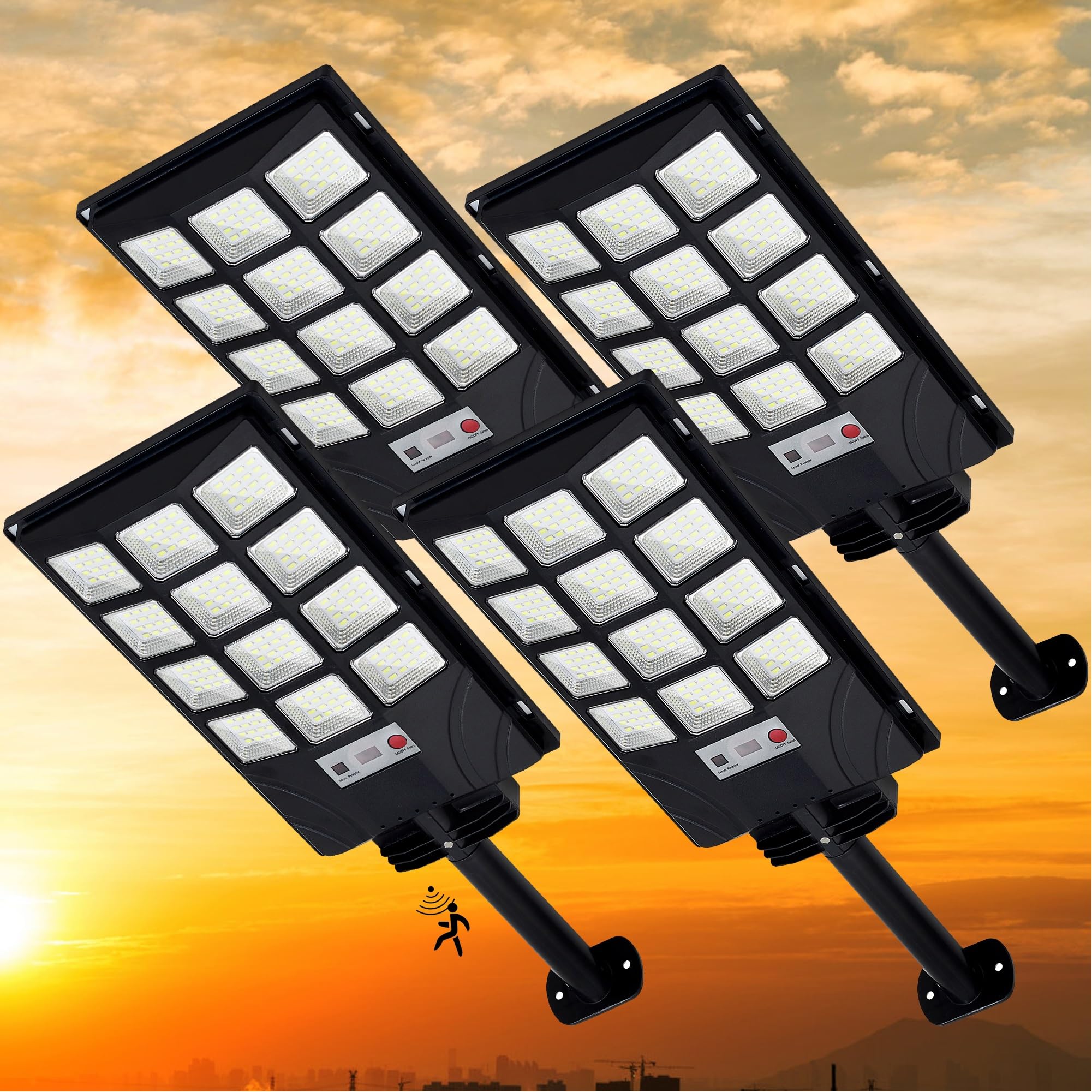 144 LED Solar Flood Lights Outdoor - Dusk To Dawn, Remote Control, IP67 Waterproof (1-4 Pcs)