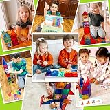 Coodoo Magnetic Tiles 40Pcs STEM Blocks Toddler Preschool Learning Rainbow view 4