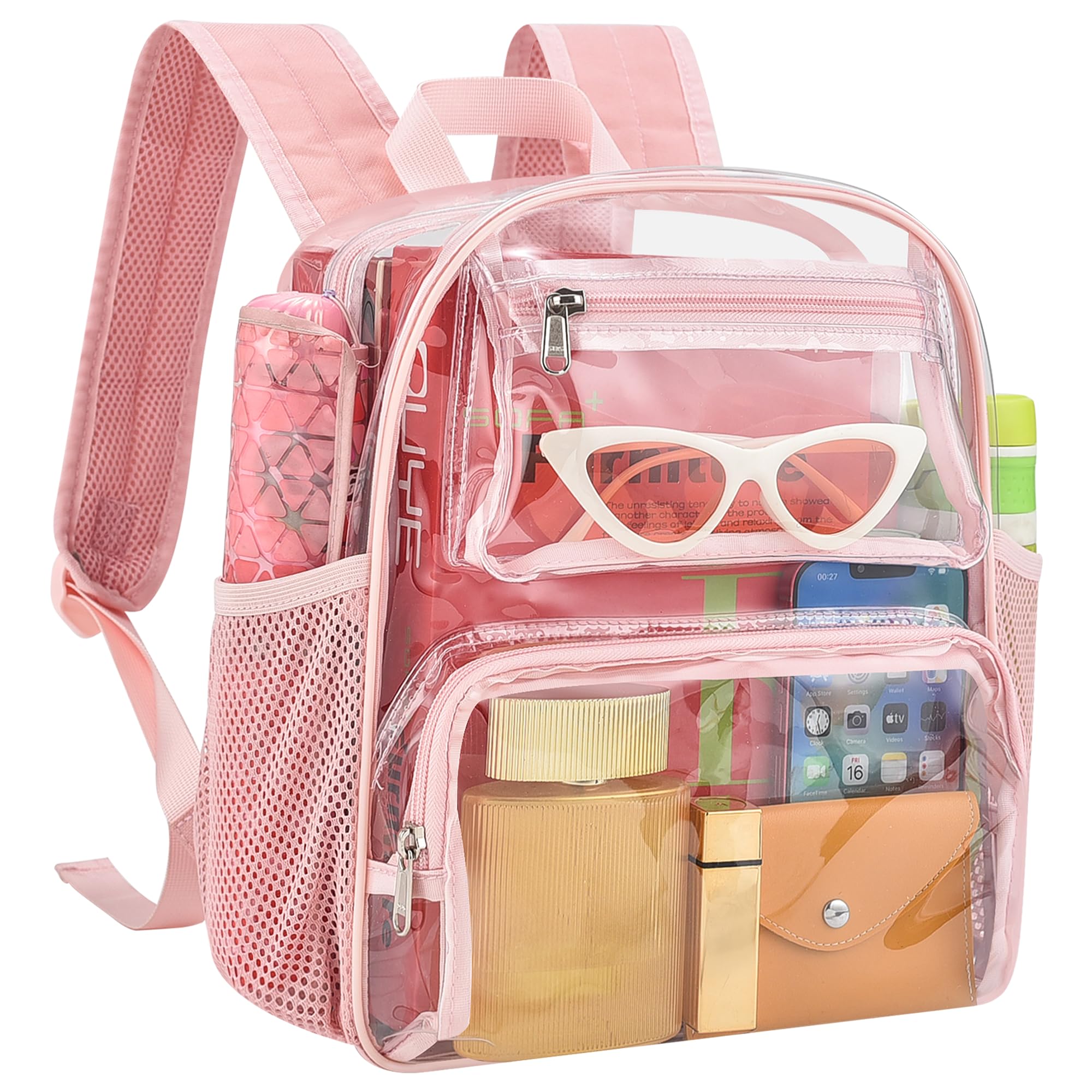 Photo 1 of MAY TREE Small Clear Backpack Stadium Approved for Women and Men Clear Bag for Stadium Events Concert Sporting Festival, Princess Pink