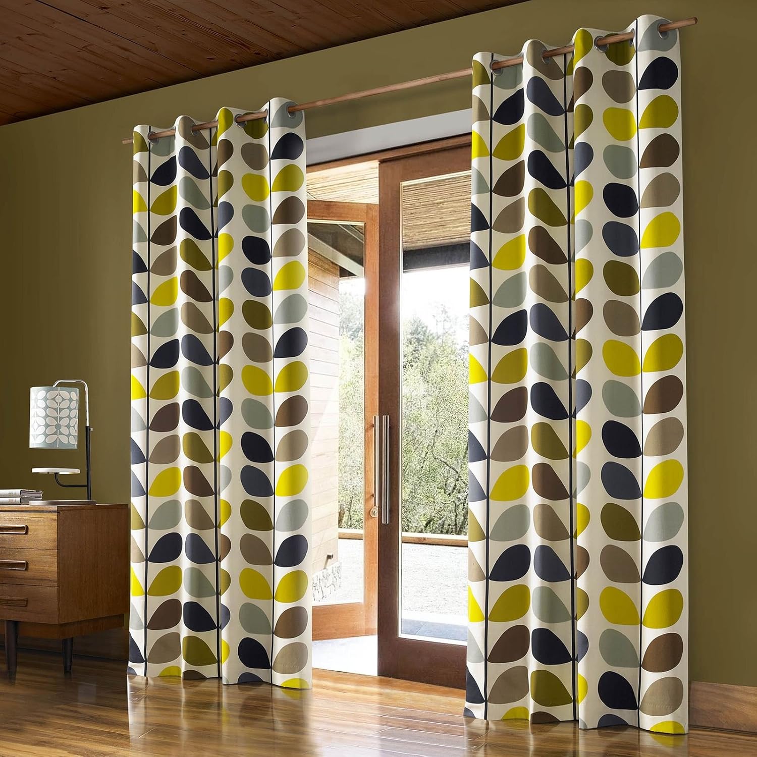 Orla Kiely Multi Stem Duck Egg Eyelet Curtains 66x90"/168x229cm