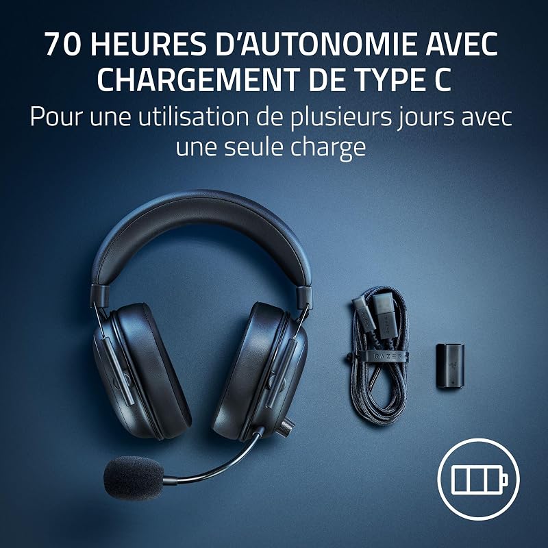 BlackShark V2 HyperSpeed pour PC - Casque Gaming Esports sans fil (Ultraléger 280g, Microphone HyperClear, Haut-parleurs TriForce de 50mm, Bluetooth) Noir