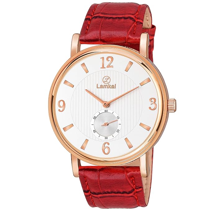 Imported Working Chronograph White Dial Red Leather Strap Unisex Watch � LMK-0143