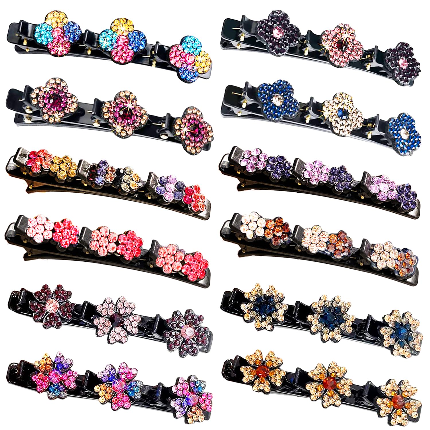 Photo 1 of 12PCS Sparkling Crystal Stone Braided Hair Clips for Women and Girls, Easily Braided Hair Clips Hair Bands, Shiny Rhinestone Hair Clip, Chopped Hairpin Duckbill Clips