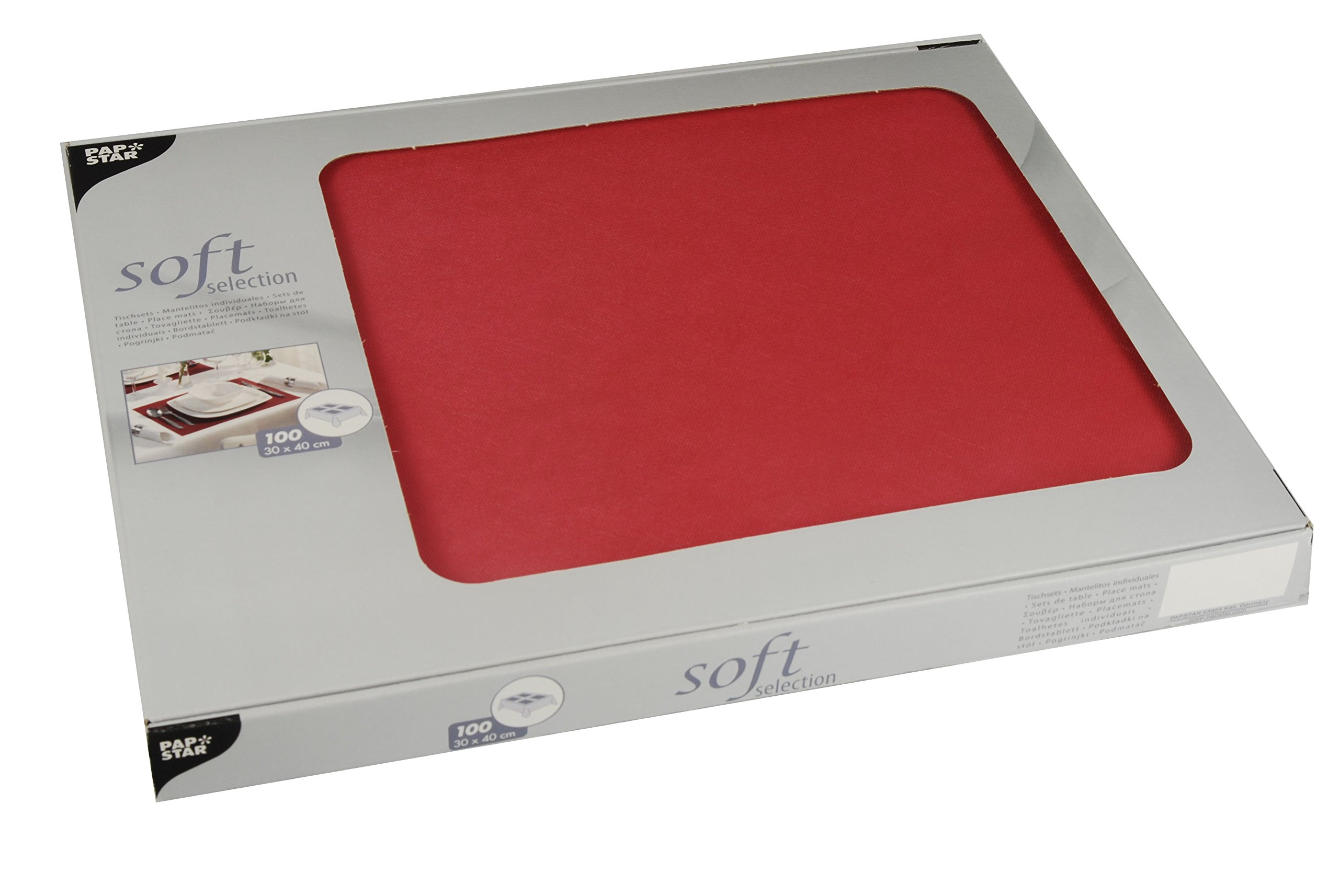 PAPSTAR Soft Selection #82321 Place Mats Fabric Like Fleece 30 cm x 40 cm Red Pack of 100