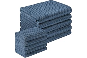 Vnoss Waffle Weave Microfiber Kitchen Towels and Dishcloths Set, 26 X 18 Inch and 12 X 12 Inch, Set of 10 Bulk Lint Free Dish