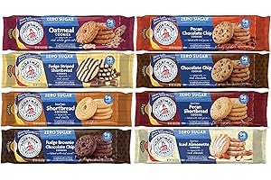 GET IT BOXED Voortman Sugar Free Cookies - Variety Pack - Chocolate Chip - Fudge Brownie - Pecan Shortbread - Pecan Chocolate Chip - Iced Almonette - Oatmeal, Fudge Striped, Shortbread - 8 Packs