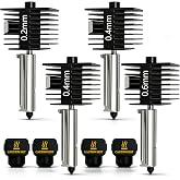 A1 Mini Hotend Kit for Bambu Lab A1/A2L Nozzle（4‑Pack 0.2/0.4/0.6mm) | Detachable Hardened Steel Nozzles, Anti-Clog, 350&deg;C High-Temp, Quick Swap, Precision Stable Extrusion, 4 Silicone Socks