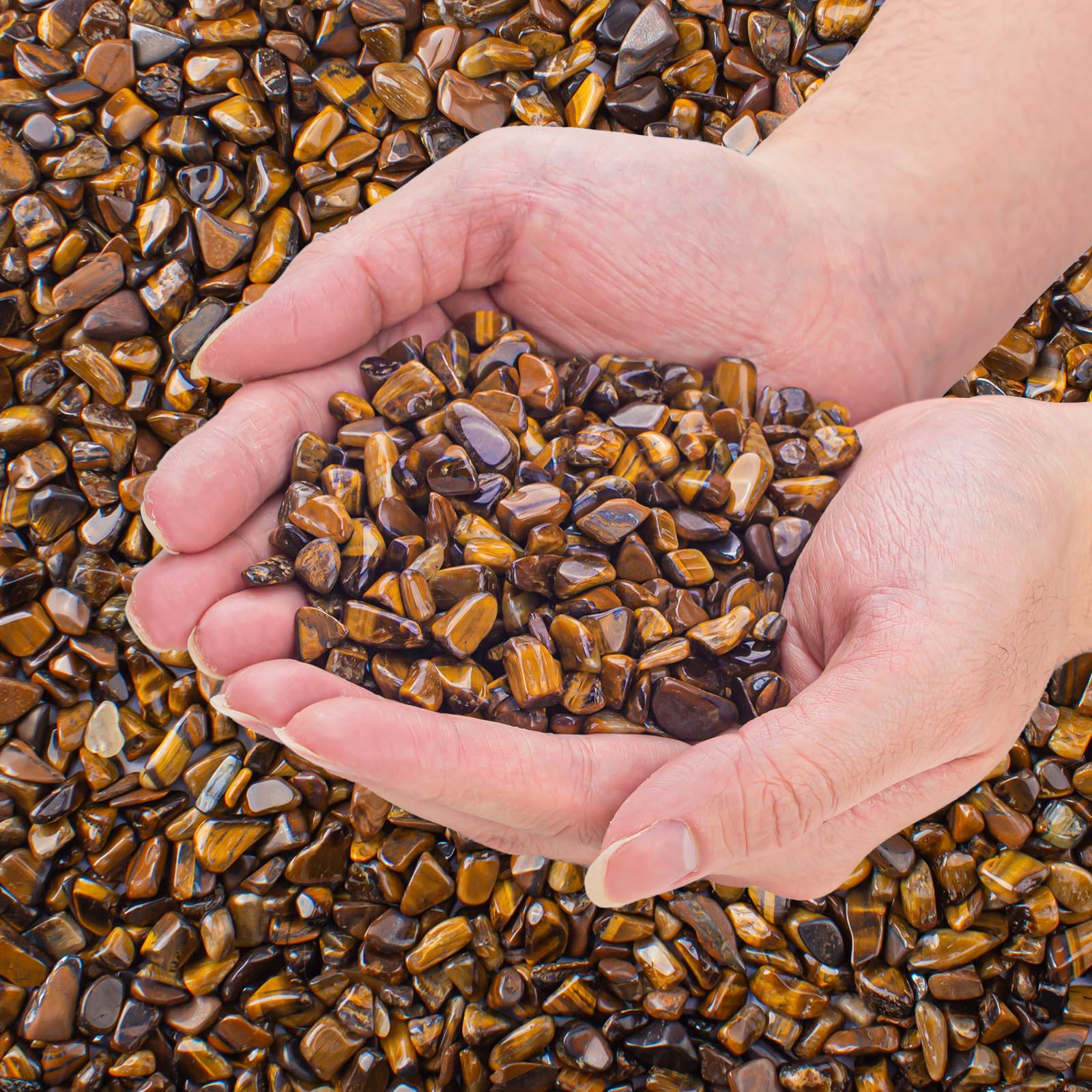 Photo 1 of 0.5 Lb/230g Crystal Chips Tumbled Polished Natural Tiger Eye Gravel Stones, Irregular Shaped Healing Stones Gravel Pebble for Crafts, Vases Filler and Fish Turtle Tank Decorations