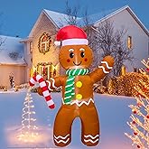 PTS 5FT Inflatable Gingerbread Man Outdoor Decoration, Christmas Blow Up Yard Decorations, Built-in LED Lights Inflatables Xmas Holiday Funny Decor for Indoor Lawn Garden