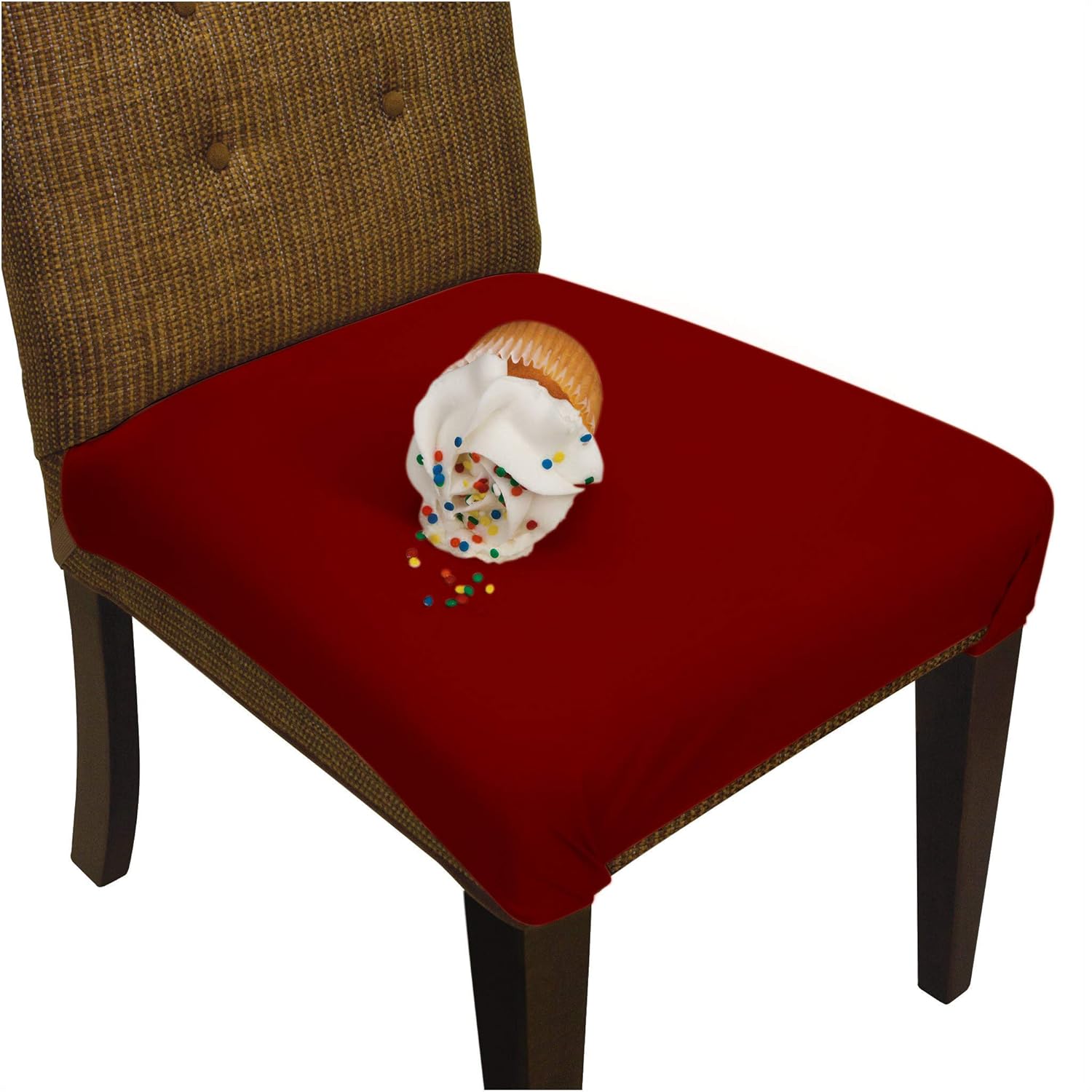 SmartSeat Dining Chair Cover and Protector - Pack of 6 - Removable, Waterproof, Machine Washable, Stain Resistant, Soft, Comfortable Fabric for Kids, Pets, Entertaining, Eldercare (Burgundy Red)
