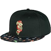 Bioworld Super Mario Hat Embroidered Mario Patch Adult Flat Bill Adjustable Baseball Cap OSFM Black