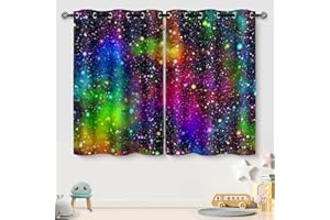 Aimego Galaxy Outer Space Blackout Curtains for Kids Boys Girls Nursery Bedroom Living Room Nebula Fantasy Starry Sky Universe Colorful Decor Grommet Darkening Window Drapes 2 Panels, 52" x 63"