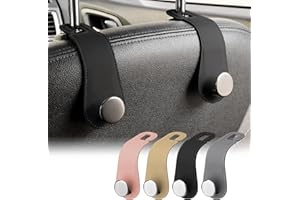 JESTOP Leather Car Seat Storage Hanger, 2 Pack, Stylish Seat Organizer Hooks for Purses, Bags, Coats, Umbrellas, Black