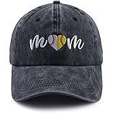 Wsaztulp Mom Baseball Softball Half Heart Hat for Women, Funny Cotton Embroidered Soccer Football Mama Baseball Cap
