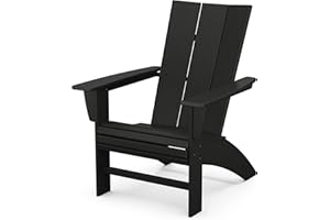 POLYWOOD Modern Curveback Adirondack Chair, HDPE Outdoor Patio Furniture, Fade-Proof Fire Pit Deck Garden Chair, Adult Size, Made in USA