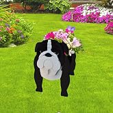 strolfay Black English Bulldog Dog Planter Pots, Animal Shaped Flower Pot | Cute Plant Gift for Women and Pet Lovers, Indoor Outdoor Garden Home Office Decor, 9.45 x 7.48 x 10.63 Inches