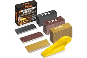 2025 Upgraded Cool Christmas Gift Ideas, LVANJI 90PCS Premium Micro Detail Sander Kit, 3-in-1 Mini Hand Sanding Block, 60-400 Grit Sandpaper for Wood Crafts, Tight Spaces, and DIY Polishing Projects
