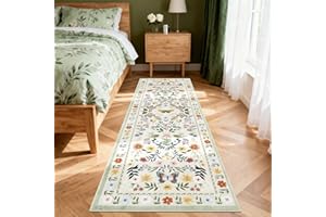Garvee 2x6 Runner Rug Kitchen Rugs Modern Floral Butterfly Runner Rug Non Slip Washable Rugs Stain Resistant Non Shedding Flo