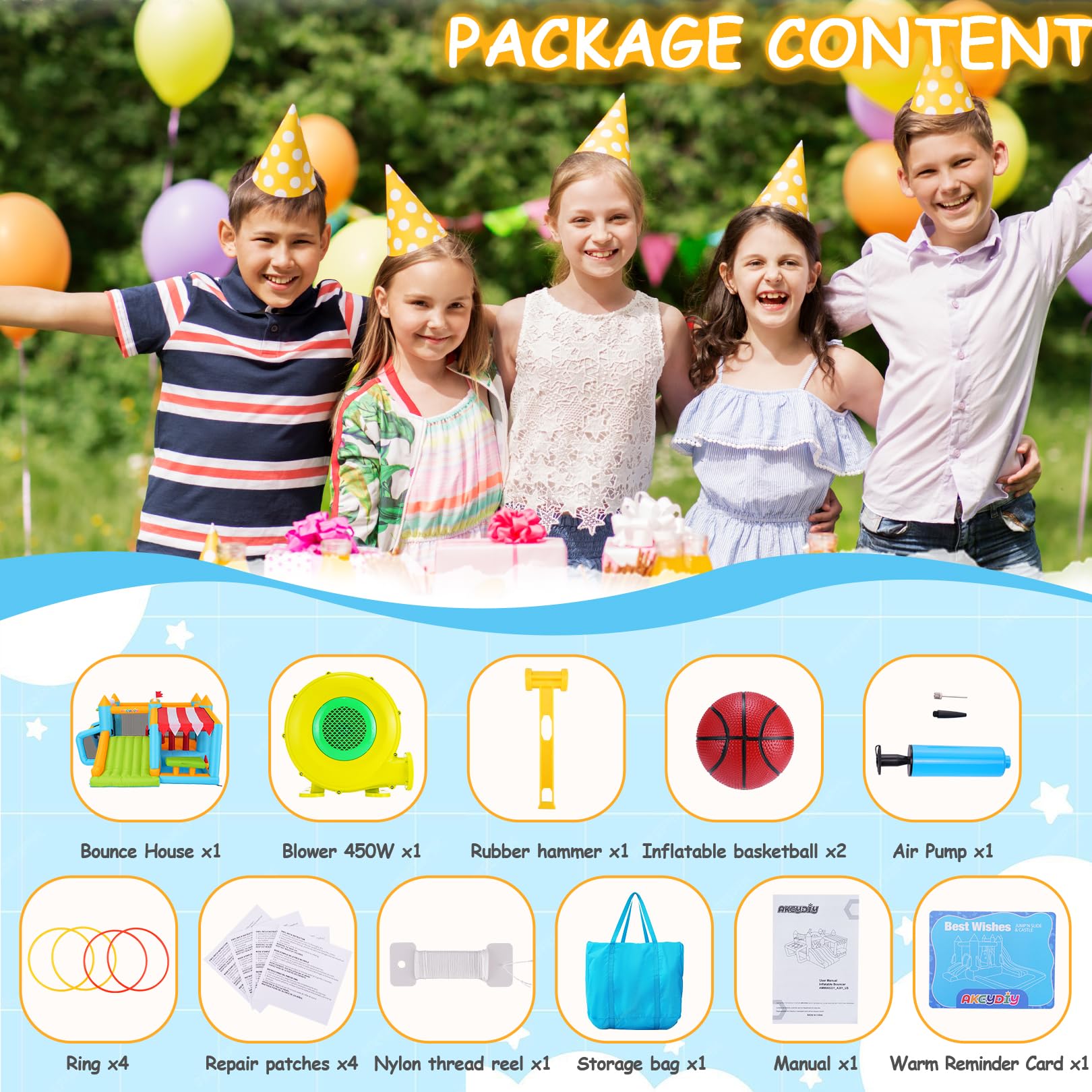 Bounce House for Kids 3-6 8-12, 12-in-1 Inflatable Obstacle Course Bouncy House with Wide Slide/Canopy Ball Pit/2 Boxing Ball/2 X-Obstacles/Soccer Goal, Outdoor Blow Up Jump House w/UL Blower