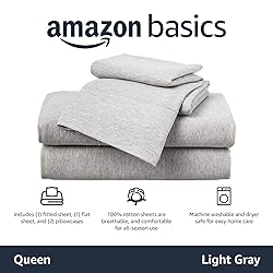 Amazon Basics Cotton Jersey 4-Piece Bed Sheet