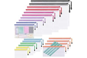 KRVYRN 20pcs Mesh Zipper Pouch Bags,9 Sizes Plastic Zipper Bags for Organization,Reusable Zipper Pouches for Puzzle Board Game Storage,for Travel School Office Supplies.