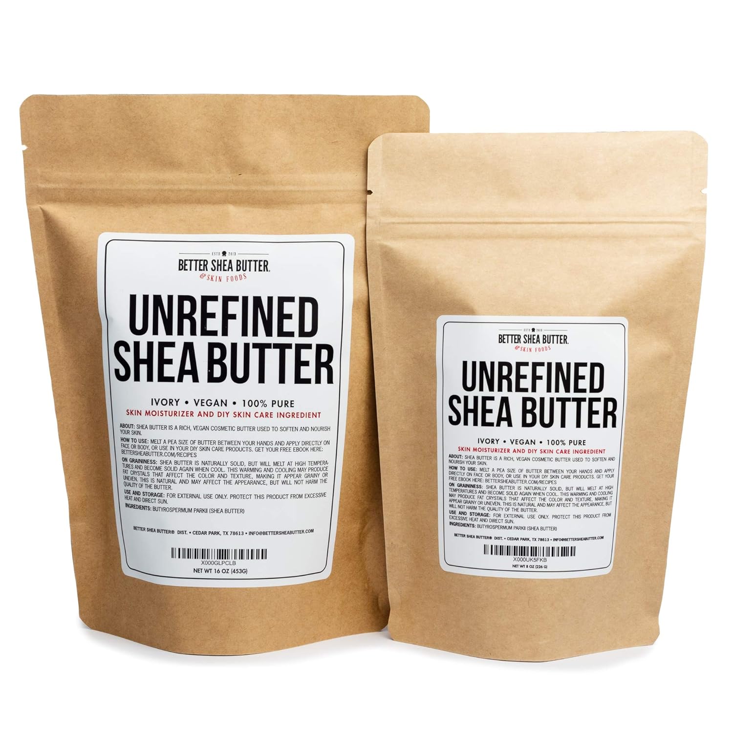 Unrefined African Shea Butter - Ivory, 100% Pure & Raw - Moisturizing and Rich Body Butter for Dry Skin - Suitable for All Skin Types - Use Alone or in DIY Whipped Body Butters - 16 oz (1 LB) Bar : Body Butters : Beauty