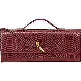 Elegant Evening Clutch Purse for Women – Structured Crocodile PU Leather Handbag for Wedding & Formal Party