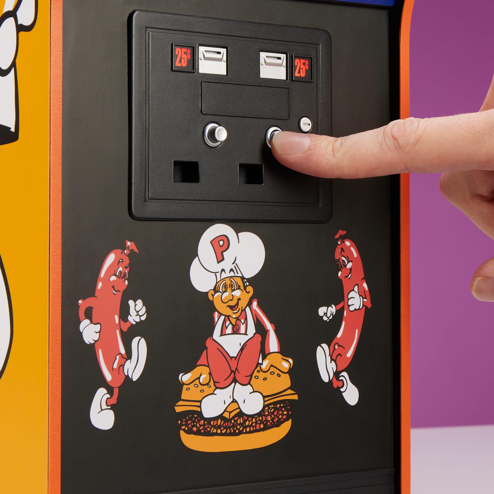 Numskull Quarter Arcades Burger Time Collector's Edition Mini Arcade - Retro 1/4 Scale Authentic Wooden Replica, Original ROM, DIP Switch Access, 5