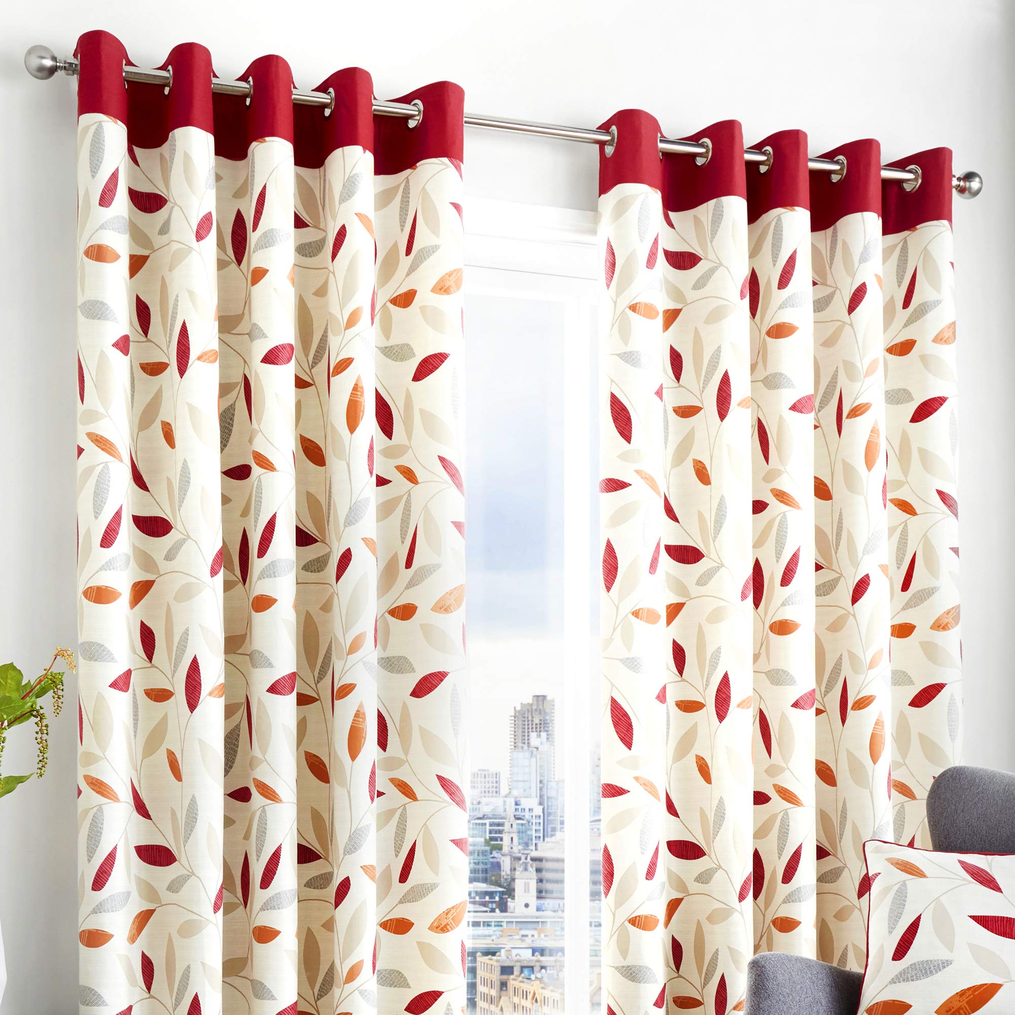 Fusion - Beechwood - Curtains, 168 x 229cm, Red, 66" Width x 90" Drop โ image 1