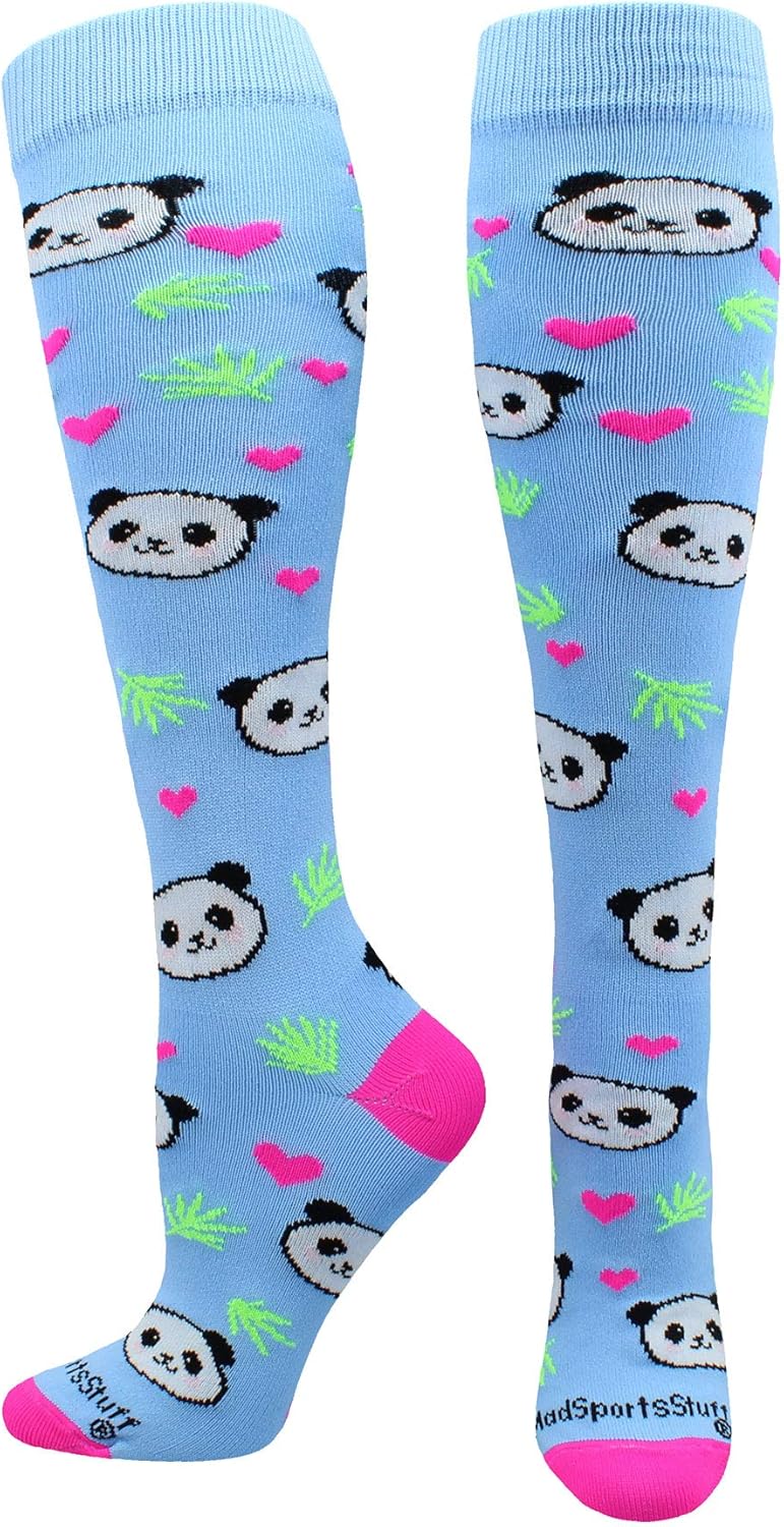 MadSportsStuff Happy Panda Bear Socks Over The Calf Length : Clothing