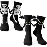 Moyel Funny 3D Holding Hands Socks Women Men Halloween Gifts for Adults | 2 Pairs Cute Magnetic Horror Bat Skeleton Socks Scary Spooky Horror Fun Basket Stuffers Party Favors Supplies Costumes