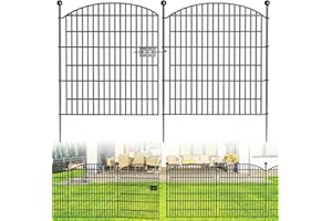 BILIBOMPA 15 Panels Decorative Garden Fence with Gate - 32 in (H) x 35.4 ft (L) No Dig Dog Fence Outdoor for Yard, Rustproof Tall Garden Fencecing Panels, Animal Barrier Suitable for Yard Border, Patio