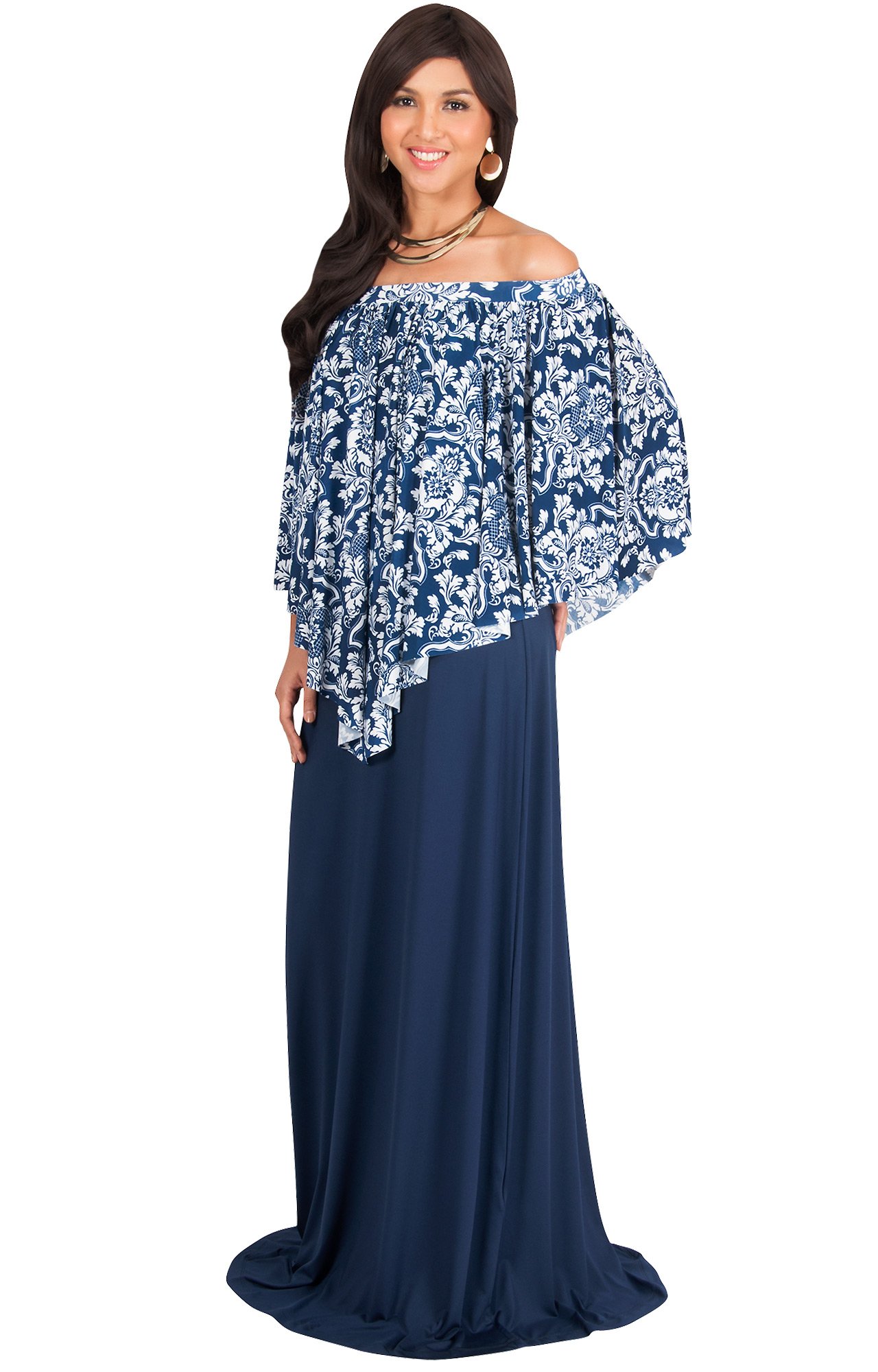 KOH KOH Womens Long Strapless Flowy Poncho Cocktail Evening Gown Maxi Dress